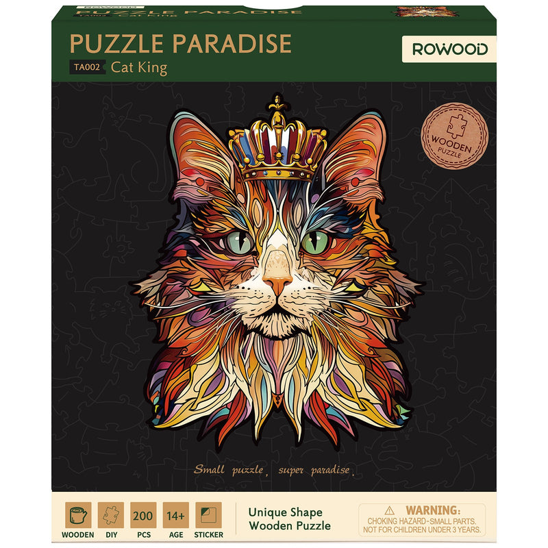 Frontside packaging Robotime colorful wooden jigsaw puzzle crowned cat