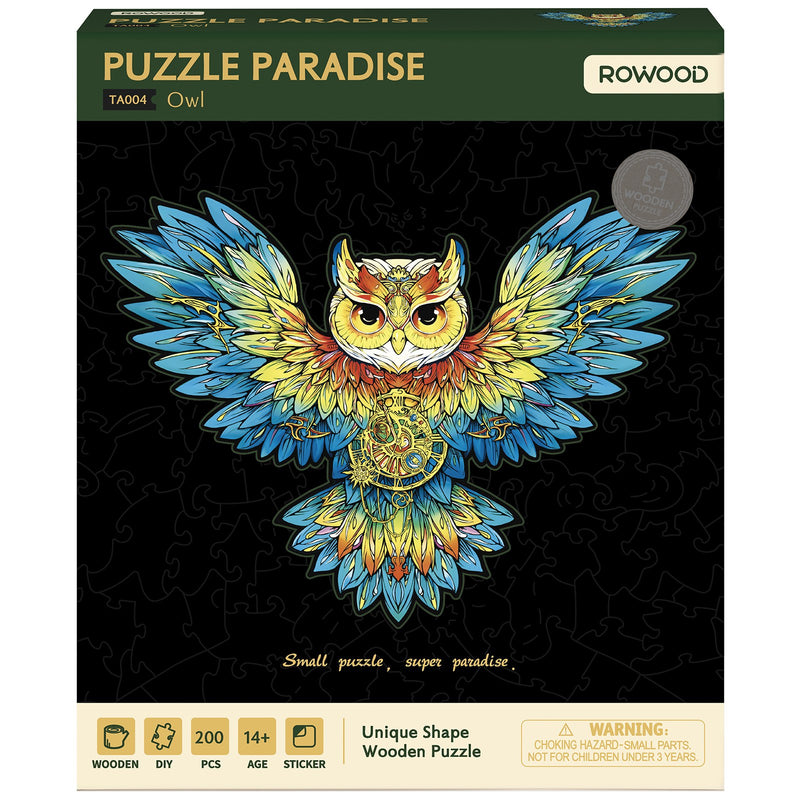 Frontside packaging Robotime colorful wooden jigsaw puzzle owl